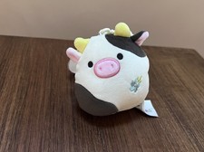 Squishmallows Clip On Connor Black And White Cow Plush Spring NWT