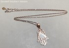 16" Silver (Gold Plated) Chain Filigree Hamsa Hand Pendant Necklace with Opal — photo 2
