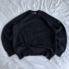 Stone Island Virgin Wool Cotton Melange Navy Sweater Mens Large AUTHENTIC