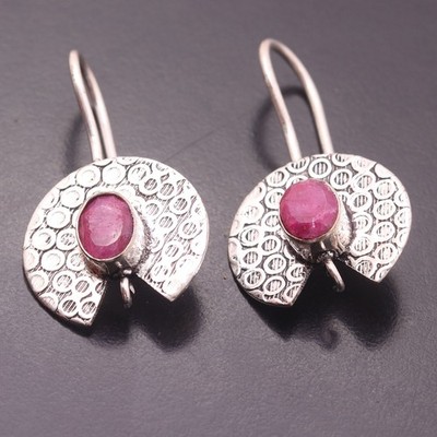 Rosa Quarz Edelstein 925 Sterling Silber Handarbeit Ohrring Schmuck Geschenk für Sie