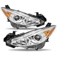 For 2014 2015 2016 Mazda 3 Projector Clear Halogen Headlights Pair Leftright