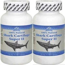 2 bottles %100 Natural Shark Cartilage, 750mg, 100caps x2=200caps