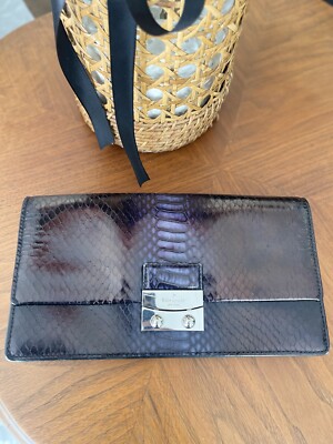 Kate Spade Y2K Small Blue Leather Clutch Snake Print Handbag