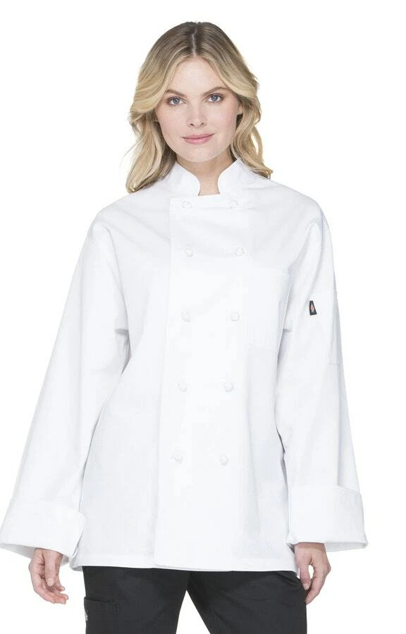 NWT DICKIES UNISEX KNOT BUTTON CHEF COAT WHITE  DC43 - Image 2 of 4
