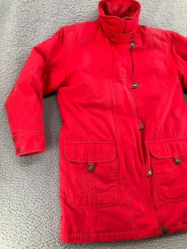 Vintage Eddie Bauer Puffer Jacket Womens Small Red Goose Down Parka 90s Coat - Picture 2 of 24