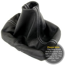 FITS VOLKSWAGEN GOLF MK4 1998 TO 2006 GEAR GAITER REAL LEAHER WHITE STITCHING