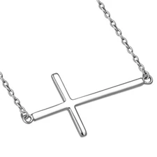 925 Sterling Silver Sideways Cross Necklace for Women