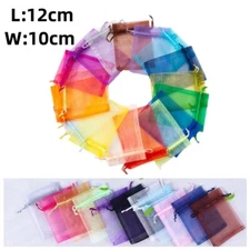 50 Pcs Mix 3.9''X4.7'' Drawstring Sheer Organza Gift Jewelry Candy Bags Party