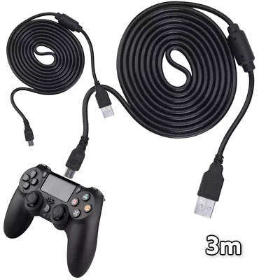 2x Playstation 4 Controller Ladekabel PS4 Micro USB Dualshock Kabel 3m lang