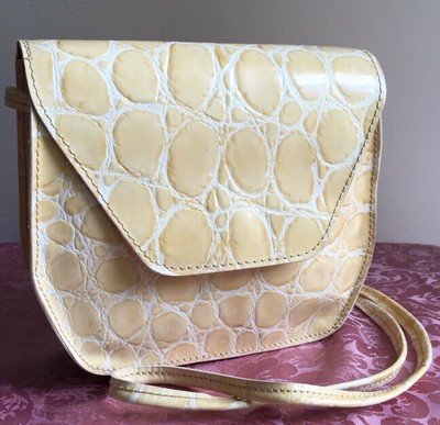 Beautiful Busso Italia Italian Leather Handbag - Light Beige Crocodle ...