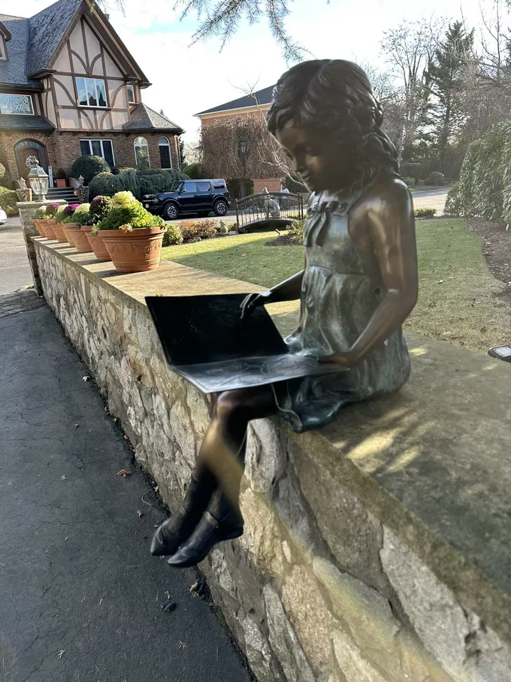 life size bronze statue Little Girl Reading A Book Indoor Outdoor Garden Rare - Image 2 of 4