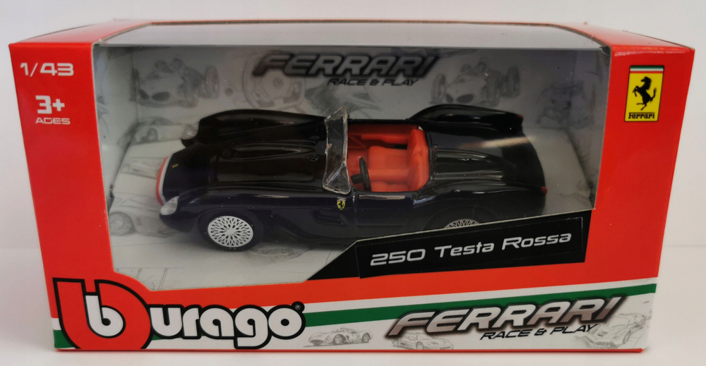 Ferrari 250 Testa Rossa Italian Race Car Model Black Diecast 1:43 Scale Bburago