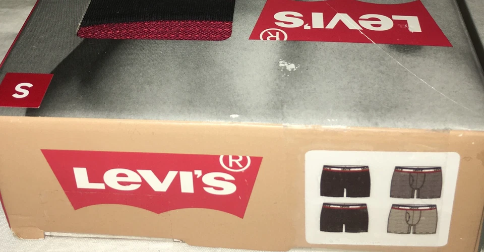 Paquete de 4 calzoncillos boxer Levis para hombre ropa interior talla S (28-30) nuevos grises negros azules Foto 2 de 4