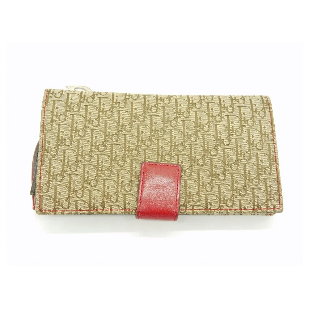Christian Dior Long Portefeuille Trotteur Selle Marron Toile Cuir Mode