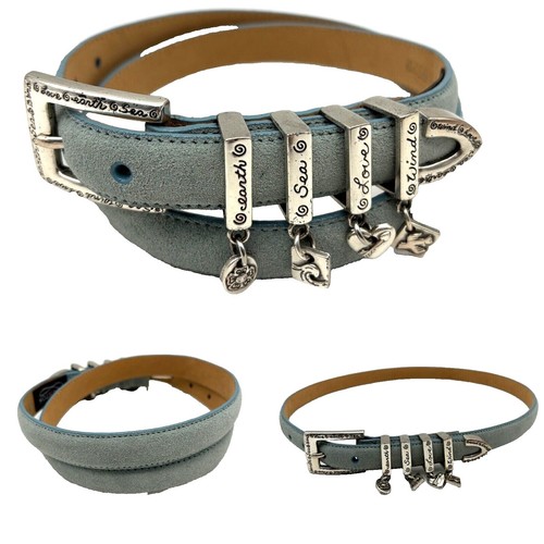 Brighton Black Suede Belt with 3 Silver Links and Embossed  display picture 2