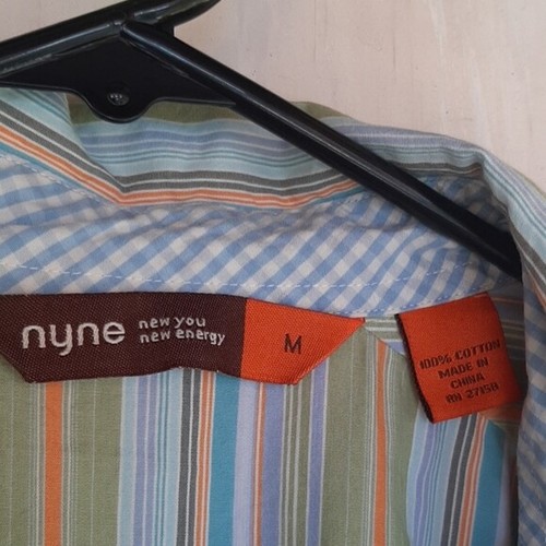 NYNE 90's Men's Casual Button Down Striped Shirt Size M VTG - Picture 3 of 5