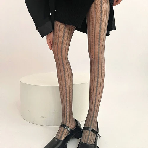 Women Sexy Pantyhose Stockings Fishnet Striped Lace Pattern Fish Net Sock Tights - Picture 11 of 19