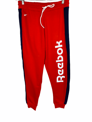 Reebok Women's Pull-on Linear Logo French Terry Pants Solid Red 1X