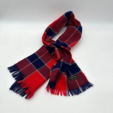 Vintage Plaid Scarf Red Navy Blue Orlon Made In USA Checkered 1950s Winter