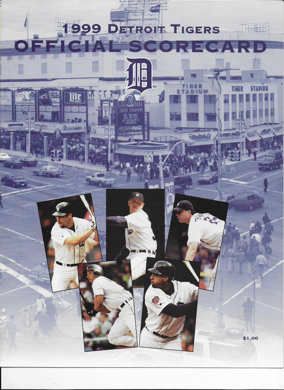 1999 Final Game at Tiger Stadium Baseball Scorecard