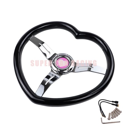 Heart Shaped Racing Steering Wheel Universal Car ABS Steer Wheel With