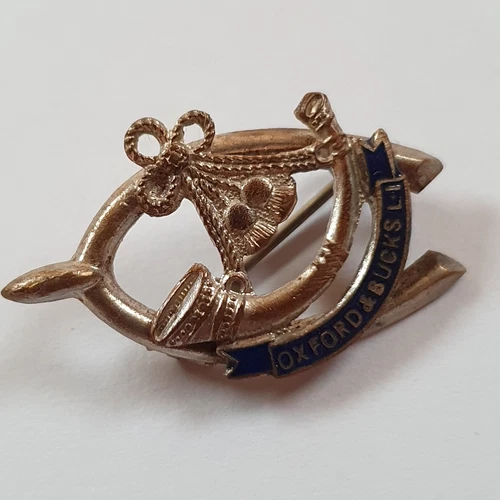 Oxford & Bucks Light Infantry enamel Sweetheart Brooch Badge Lucky HorseShoe WW2