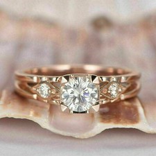 925 Sterling Silver 1.26Ct Round Simulated Diamond Three-Stone Wedding Ring