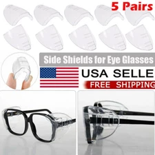 5-Pair Universal Slip-On Side Shields for Safety Glasses - Eye Protection