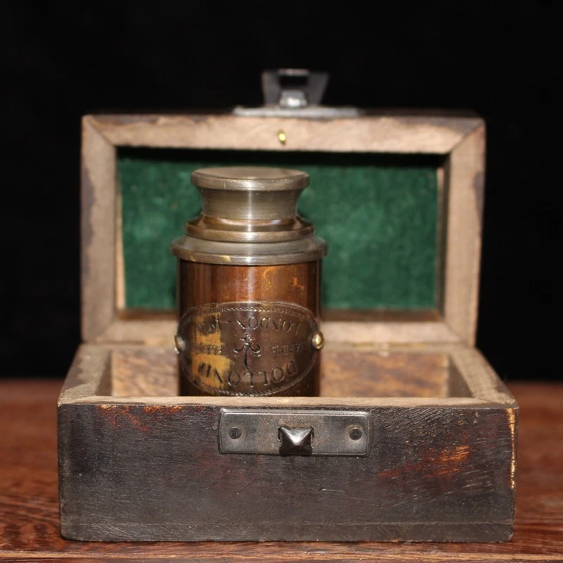 Telescopio elástico chino antiguo hecho a mano de cobre colección antigua artesanías Foto 3 de 4