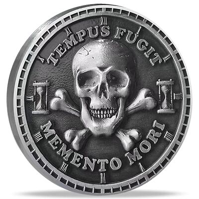 Artfully Sculpted Memento Mori Medallion A Stoic Spiritual Skull Challenge Co...