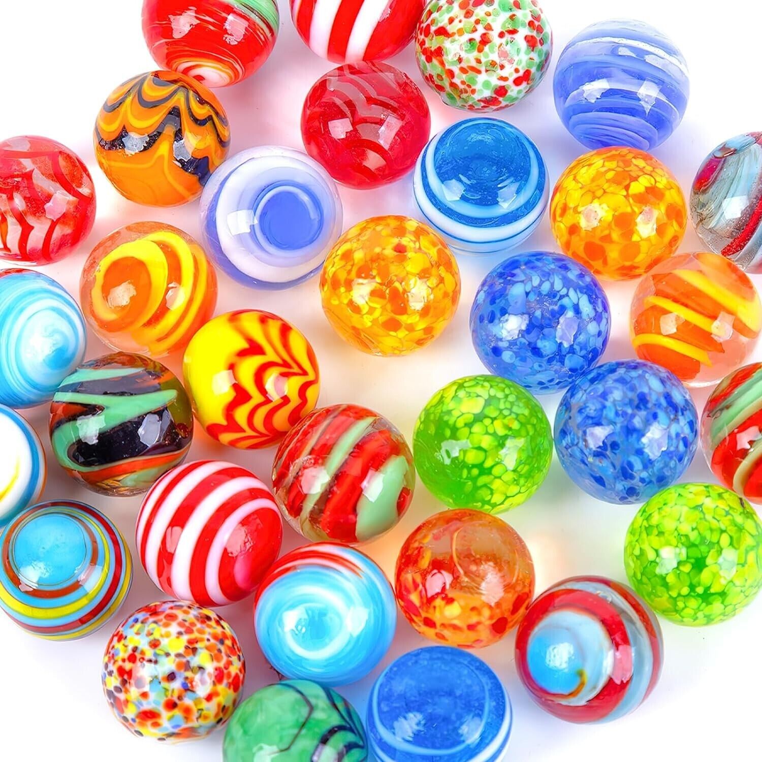 32PCS Glass Marbles Bulk 16mm/0.6inch Handmade Glass Marbles Colorful