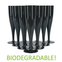 Plastic Champagne Prosecco FlöTen GläSer 175Ml Schwarz Packung 50 Biodegradable