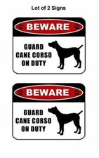 PCSCP 2 Count Beware Guard Cane Corso Silhouette on Duty 11.5 inch x 9 inch La