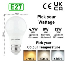 LED GLS LIGHT BULBS 40w 60w 100w WARM/COOL WHITE BC/B22 ES/E27 Bayonet Daylight