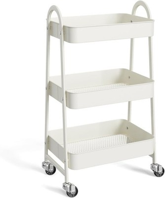 3-Tier Metal Rolling Utility Cart Small Rolling Cart Kitchen Trolley Bathroom