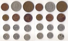 NORUEGA, lote de 12 monedas diferentes