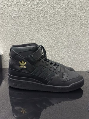 adidas Forum 84 High Black Gold Leather Sneakers ID7315 Men's Size 12