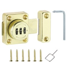 Cabinet Password Latch Combination Lock Safety Lock with L-Screwdriver Gold