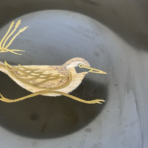 Couroc of Monterey Cali Sandpiper Sea Bird Bowl Dish Vintage Wood Inlay 7.5” - Picture 3 of 9