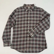 Normal Brand Flannel Buttondown Shirt Size L | Gray and Red Plaid | Ships Free