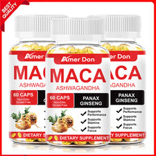 Maca Root,Ashwagandha,Panax Ginseng Extract Organic Male Enhancing 180 Capsules