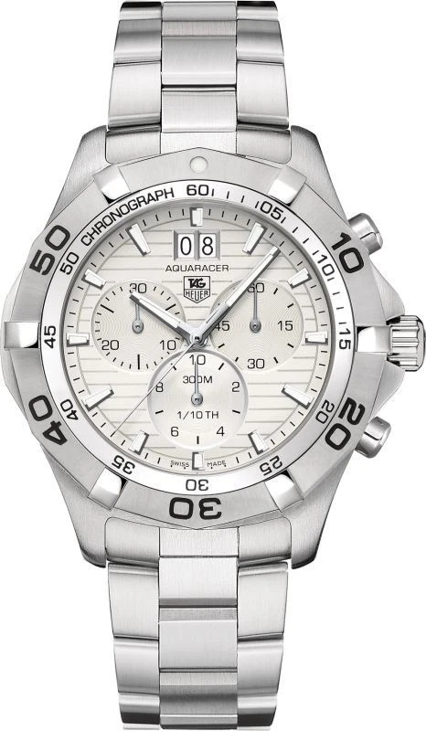 Tag Heuer Aquaracer CAF101F Silver Dial Date Stainless Steel 43mm Men's Watch