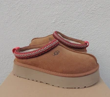 UGG TAZZ CHESTNUT SUEDE PLATFORM SLIPPERS SHOES, WOMEN US 7/ EUR 38 ~NIB