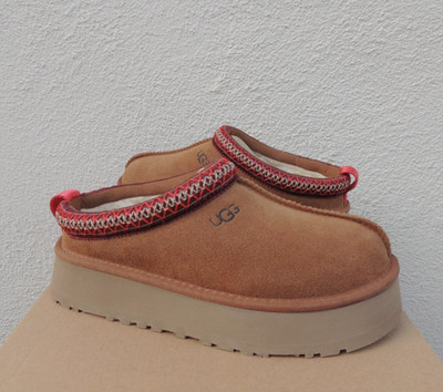 UGG TAZZ CHESTNUT SUEDE PLATFORM SLIPPERS SHOES, WOMEN US 7/ EUR 38 ~NIB