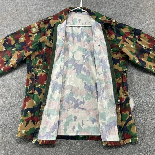 VINTAGE Swiss Alpenflage Jacket Mens Large Red Green Combat Camo M83 Cotton OPTI image 2