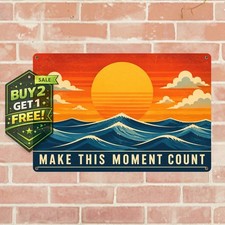 Ocean Waves Quote Retro Coastal Decor Metal Tin Sign 8x12