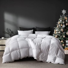 Goose Feather Down Fiber Comforter Queen Size, Premium All Queen-90x90" White