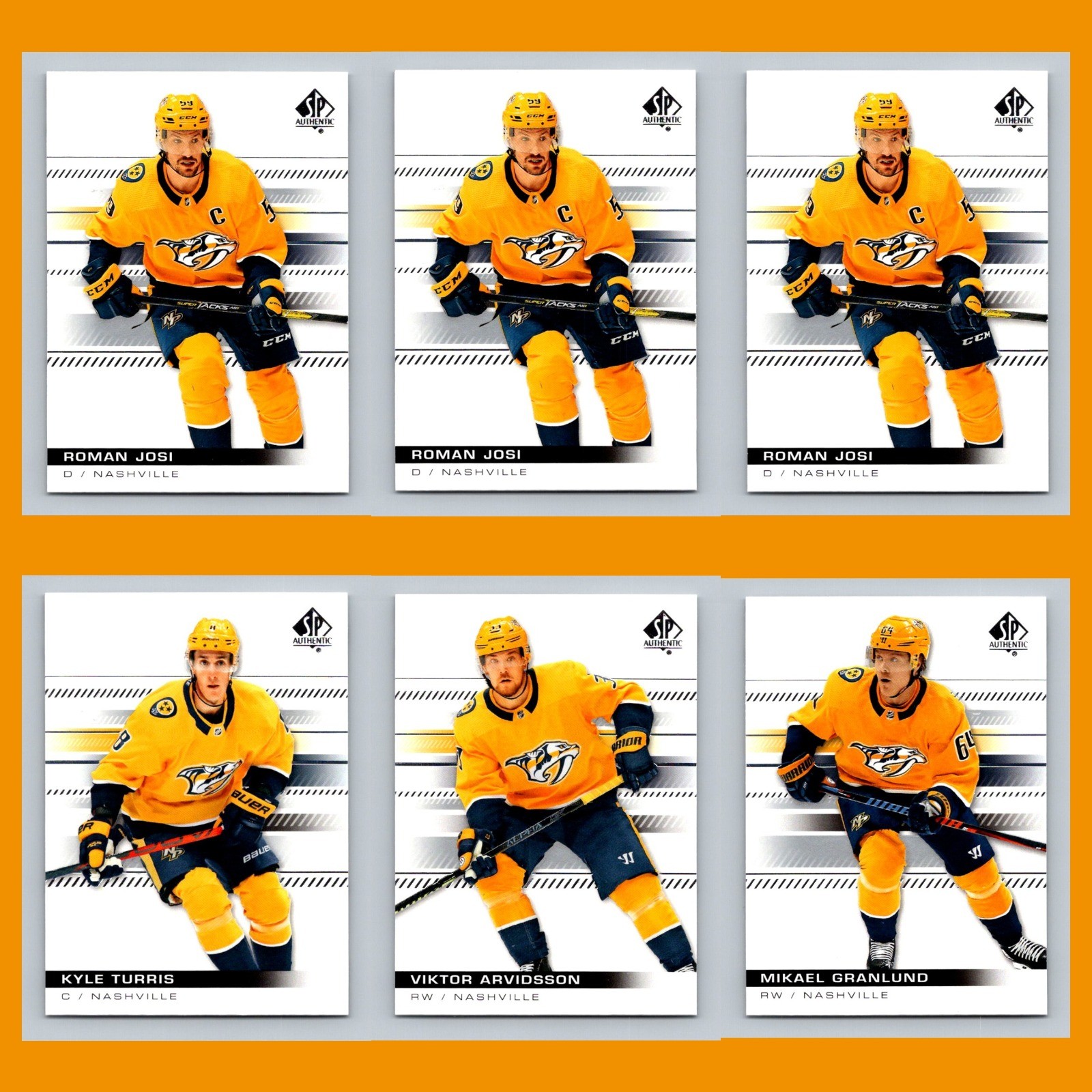 Nashville Predators Lot 6 Hockey Cards SP Authentic Roman Josi NM Hockey NHL