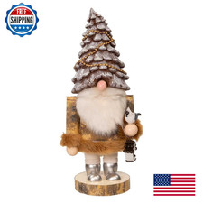 Kurt Adler 10" Wooden Rustic Glamour Gnome Nutcracker Platinum Outfit