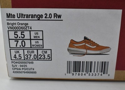 Vans Womens Size 7 MTE Ultrarange 2.0 RW Bright Orange Sneakers